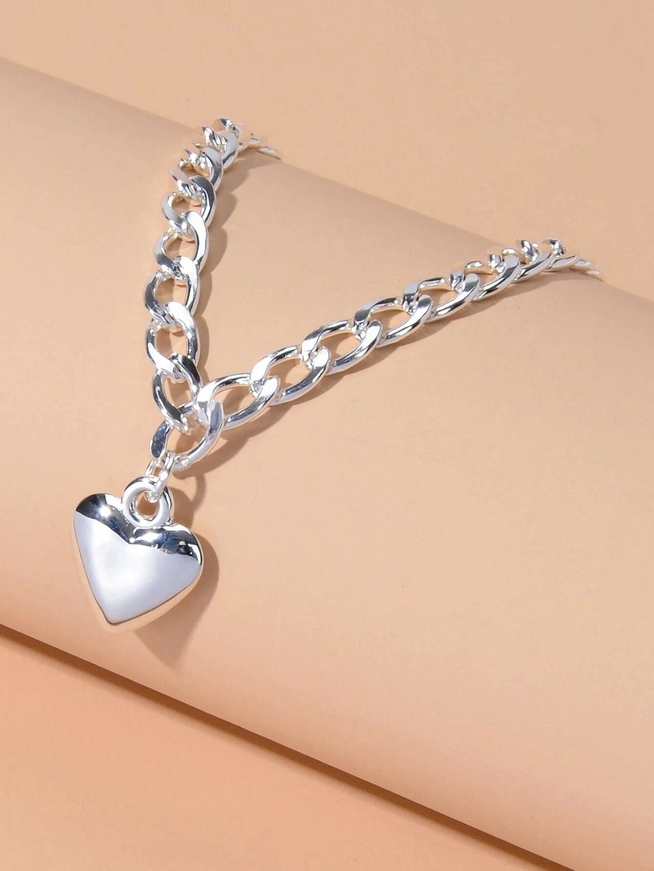 Fashion Gold Silver Chain Love Heart Charm Necklace Women Minimalist Accessories