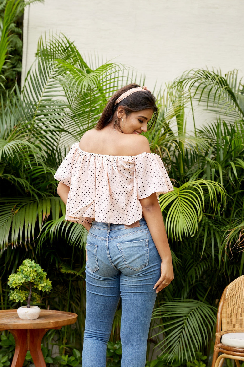 Peachy Bardot Off Shoulder Crop Top- Regular Size