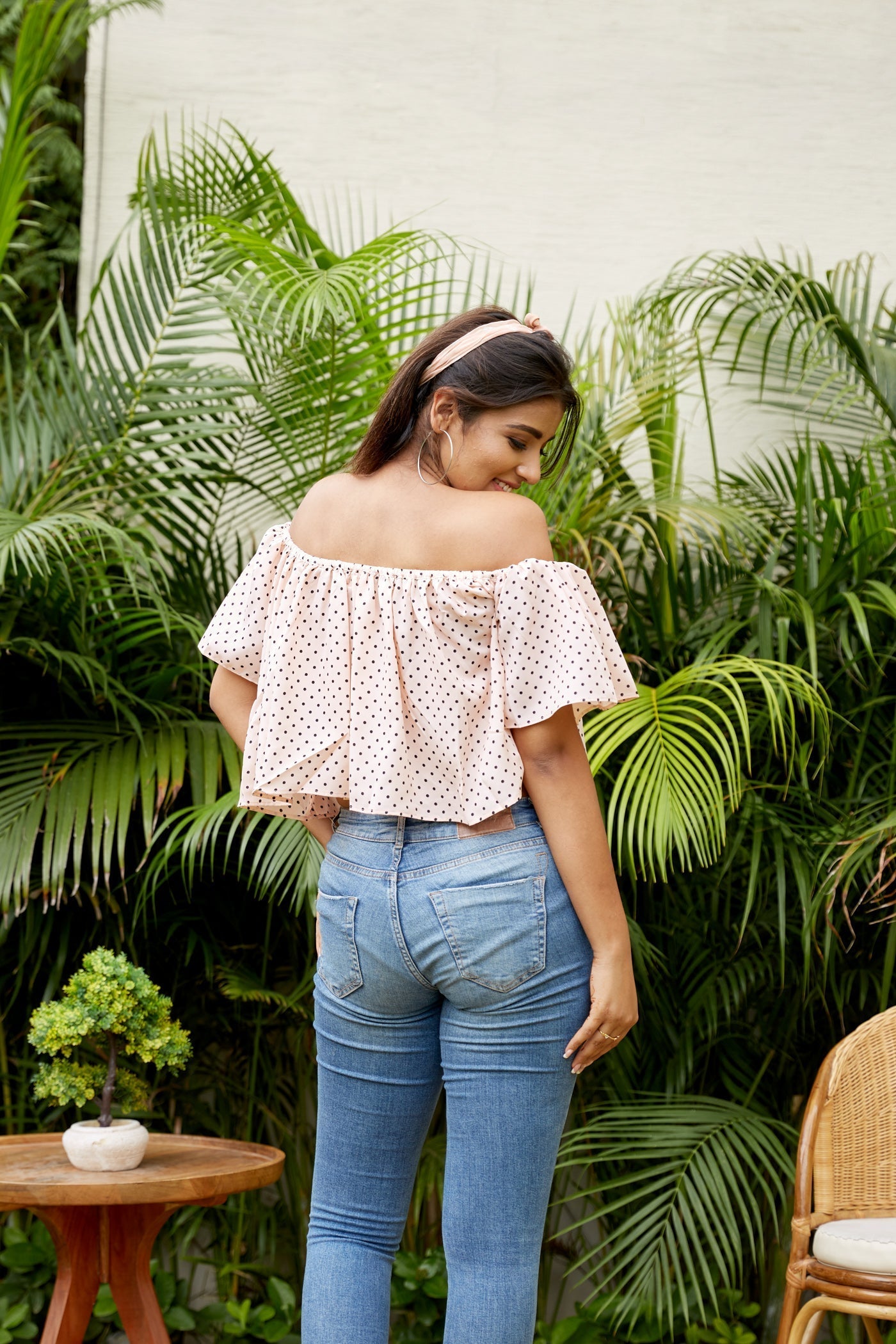 Peachy Bardot Off Shoulder Crop Top- Regular Size