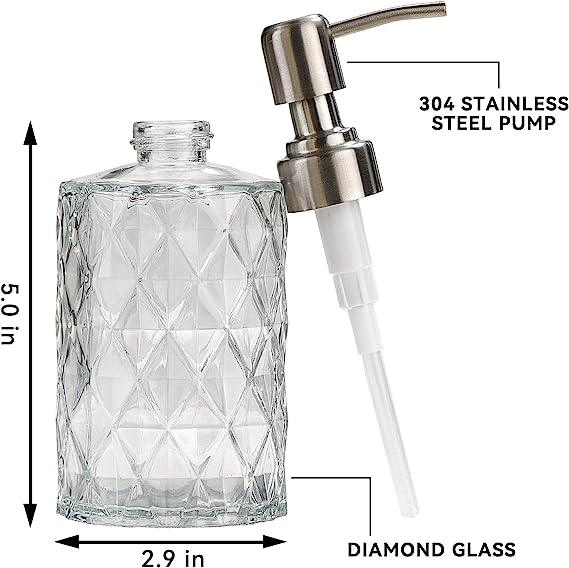Fossa Liquid Soap Dispenser Shampoo Lotion Bottle with Chrome Finish Pump Holder, Ideal for Bathroom Countertop, Kitchen, Laundry Room (White) GSD-001