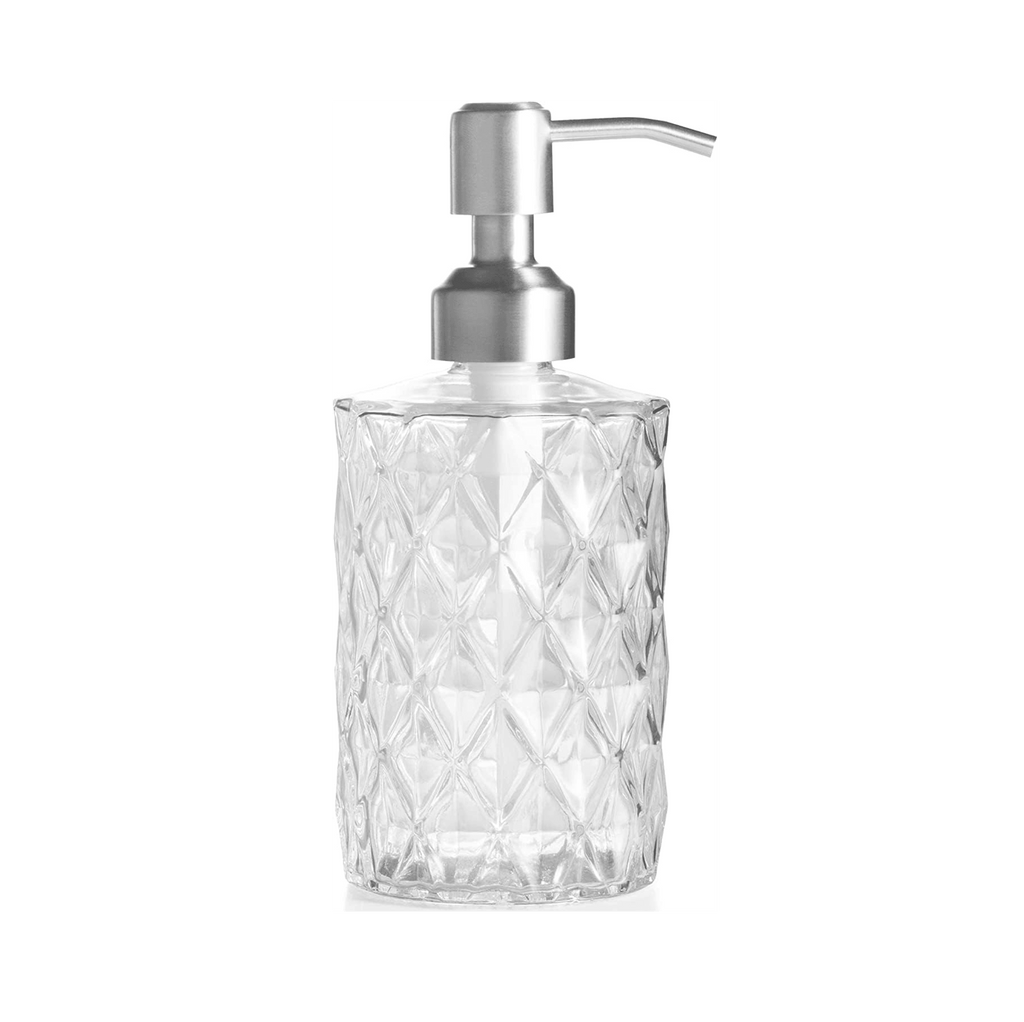 Fossa Liquid Soap Dispenser Shampoo Lotion Bottle with Chrome Finish Pump Holder, Ideal for Bathroom Countertop, Kitchen, Laundry Room (White) GSD-001