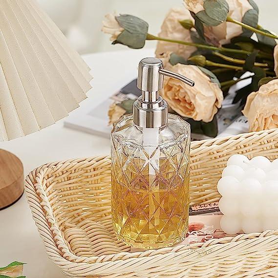Fossa Liquid Soap Dispenser Shampoo Lotion Bottle with Chrome Finish Pump Holder, Ideal for Bathroom Countertop, Kitchen, Laundry Room (White) GSD-001