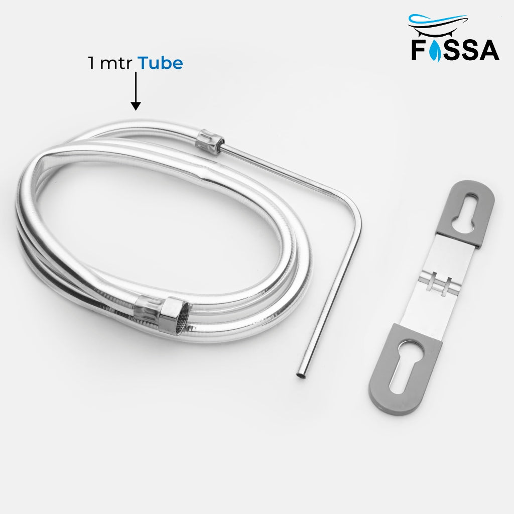 Fossa Stainless Steel Nozzle Jet Spray with Heavy PVC Hose Pipe 1 Mtr for Toilet | Built-in Installation Type Toilet Seat/Commode Spray - Rust-Free, Durable